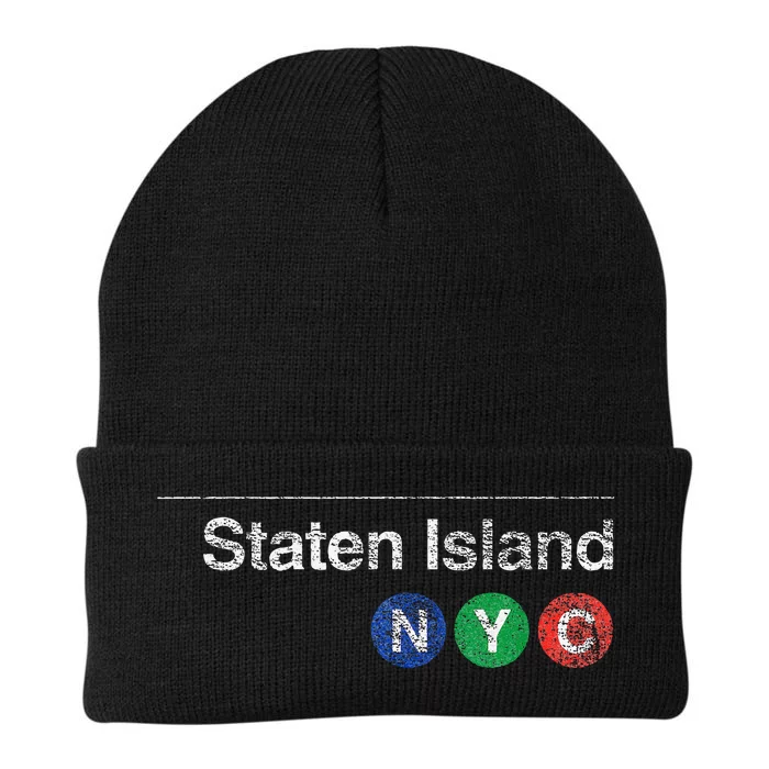 Staten Island New York Nyc Worn Design Knit Cap Winter Beanie