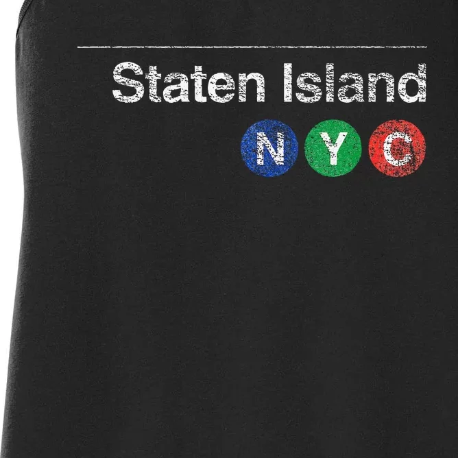 Staten Island New York Nyc Worn Design Women's Racerback Tank