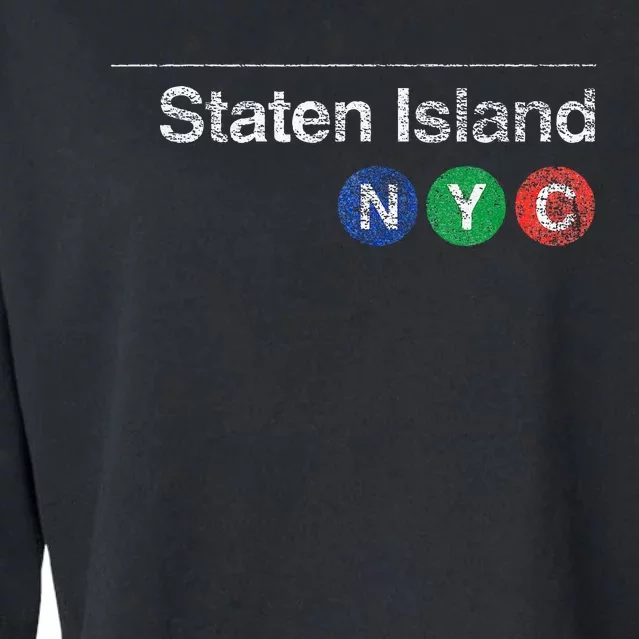 Staten Island New York Nyc Worn Design Cropped Pullover Crew