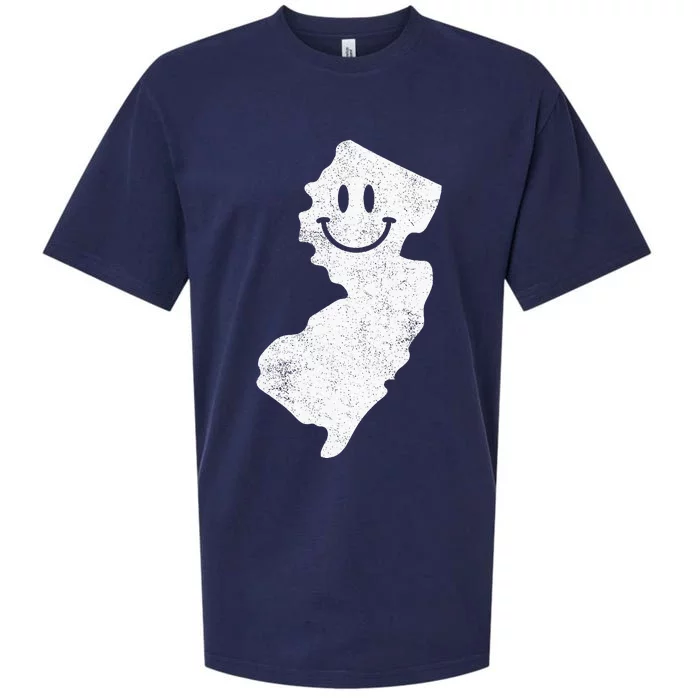 Smiling In Nj – Funny New Jersey Happy Face Sueded Cloud Jersey T-Shirt