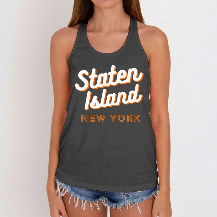 Staten Island Ny Retro Si Ny Women's Knotted Racerback Tank