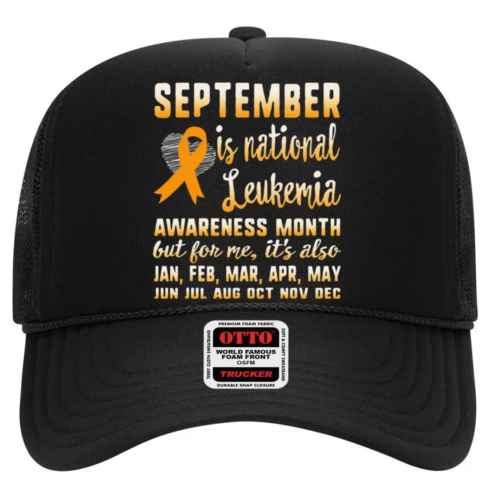 September Is National Leukemia Awareness Month Warrior Gift High Crown Mesh Trucker Hat