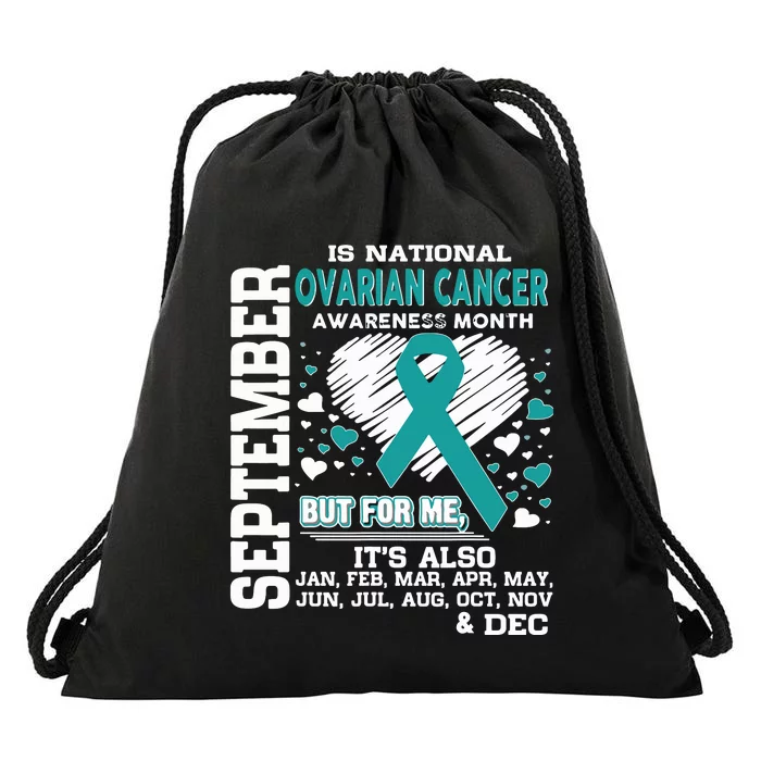 September Is National Ovarian Cancer Awareness Month Drawstring Bag