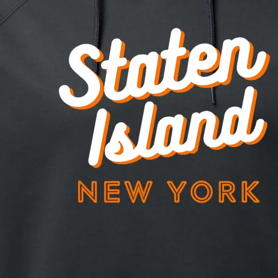 Staten Island Ny Retro Si Ny Performance Fleece Hoodie