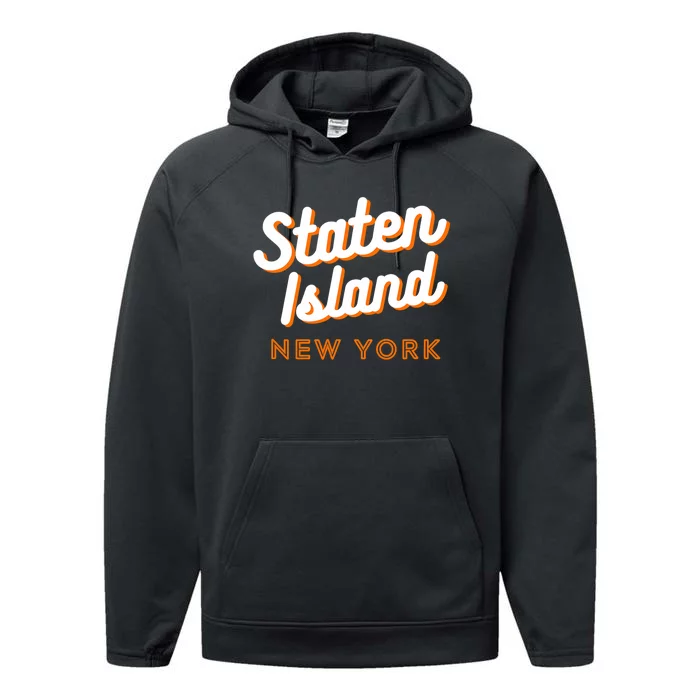 Staten Island Ny Retro Si Ny Performance Fleece Hoodie