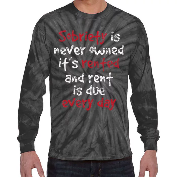 Sobriety Is Never Owned Sobriety Anniversary Sober Aa Na Tie-Dye Long Sleeve Shirt