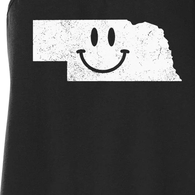 Smiling In NE – Funny Nebraska Happy Face Women's Racerback Tank