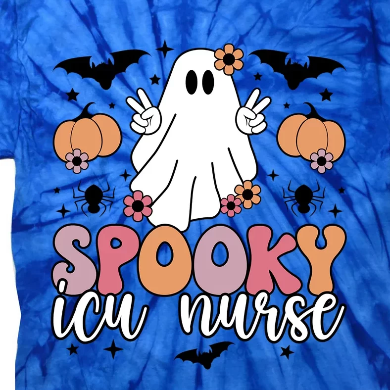 Spooky Icu Nurse Halloween Intensive Care Unit Nurse Gift Tie-Dye T-Shirt