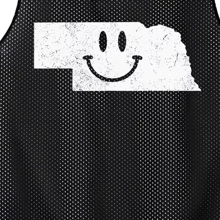 Smiling In NE – Funny Nebraska Happy Face Mesh Reversible Basketball Jersey Tank