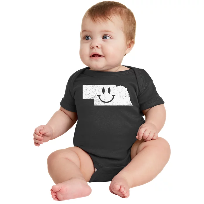 Smiling In NE – Funny Nebraska Happy Face Baby Bodysuit