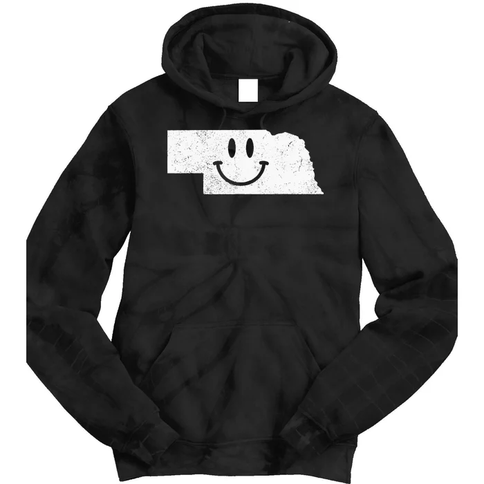 Smiling In NE – Funny Nebraska Happy Face Tie Dye Hoodie