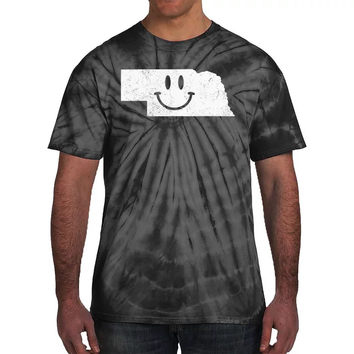 Smiling In NE – Funny Nebraska Happy Face Tie-Dye T-Shirt