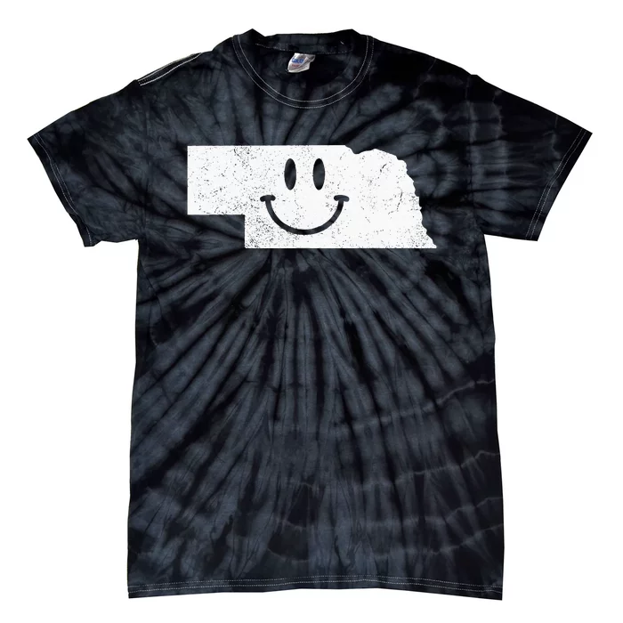 Smiling In NE – Funny Nebraska Happy Face Tie-Dye T-Shirt