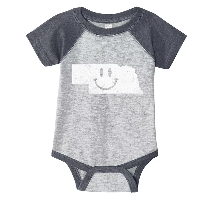 Smiling In NE – Funny Nebraska Happy Face Infant Baby Jersey Bodysuit