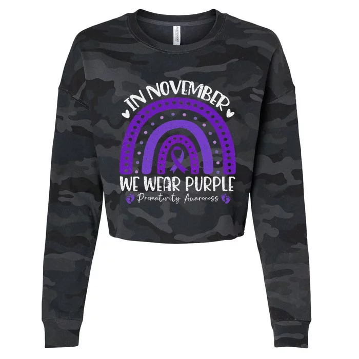 Support In November We Wear Purple Cropped Pullover Crew