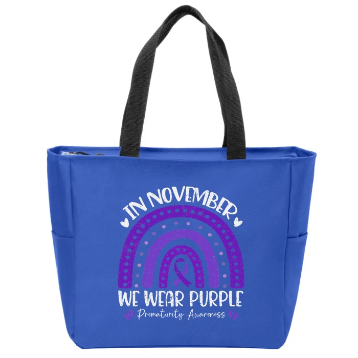 Support In November We Wear Purple Zip Tote Bag