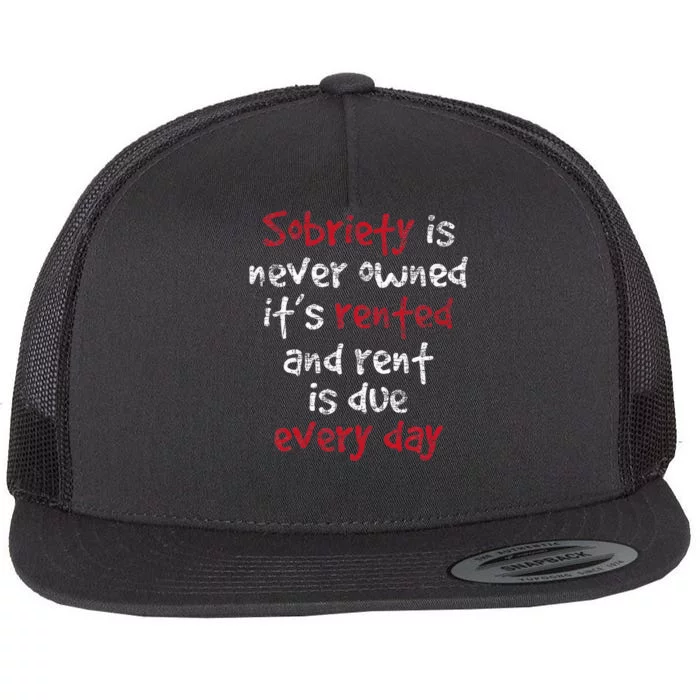 Sobriety Is Never Owned Sobriety Anniversary Sober Aa Na Flat Bill Trucker Hat