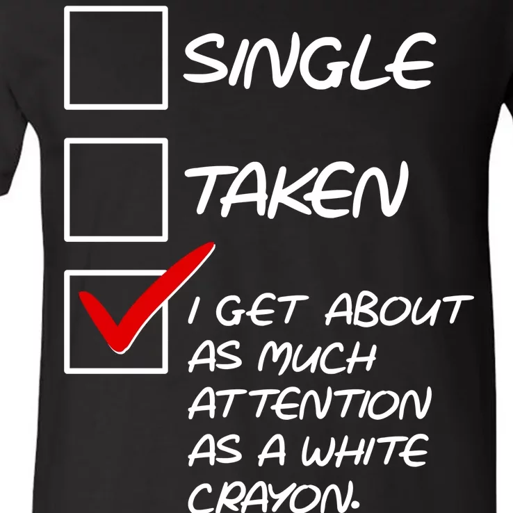 Single Taken White Crayon V-Neck T-Shirt