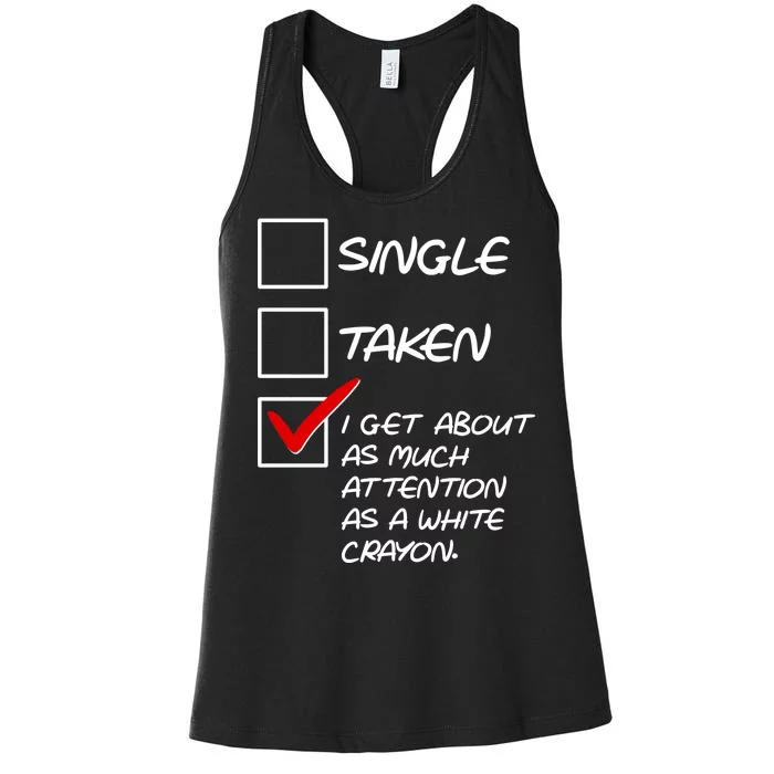 Single Taken White Crayon Women's Racerback Tank