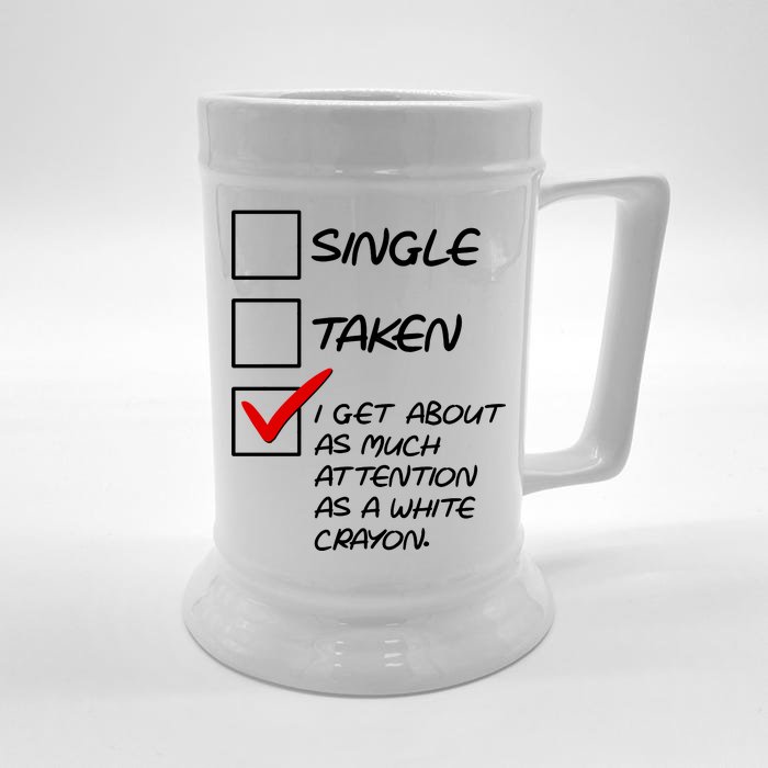 Single Taken White Crayon Front & Back Beer Stein