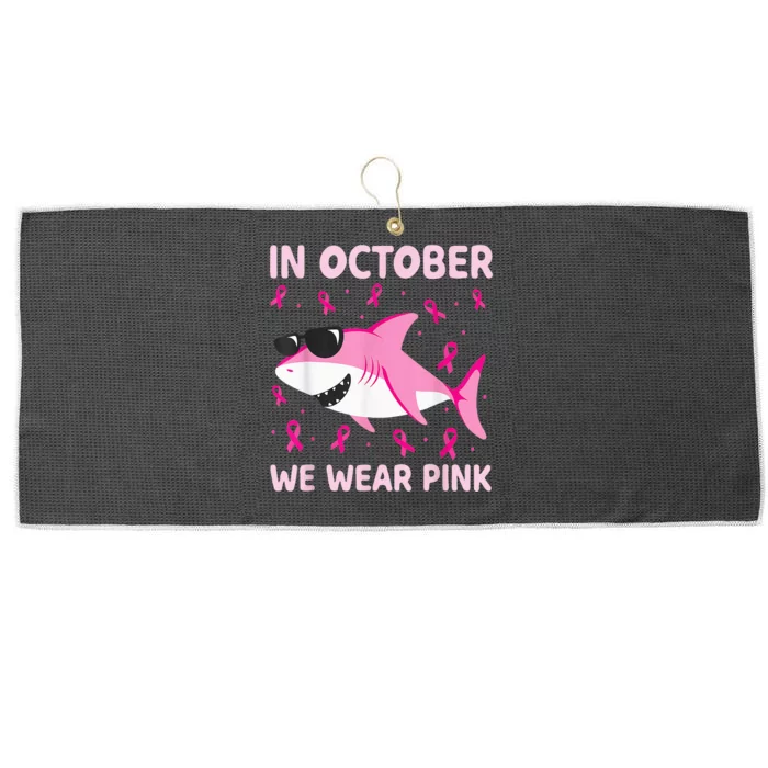 Shark In October We Wear Pink Breast Cancer Large Microfiber Waffle Golf Towel