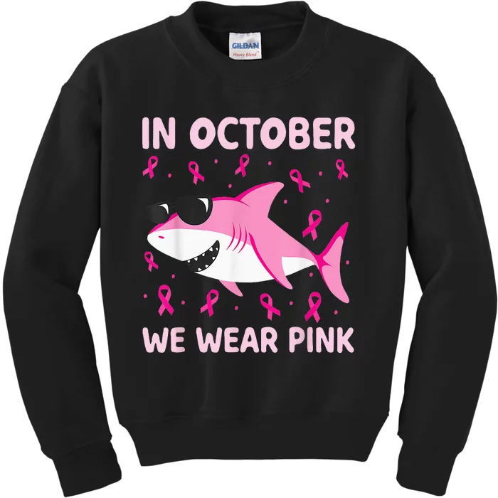 Shark In October We Wear Pink Breast Cancer Kids Sweatshirt