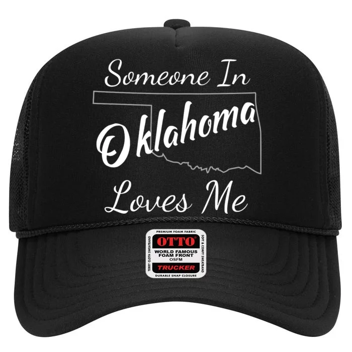 Someone In Oklahoma Loves Me State Silhouette High Crown Mesh Trucker Hat