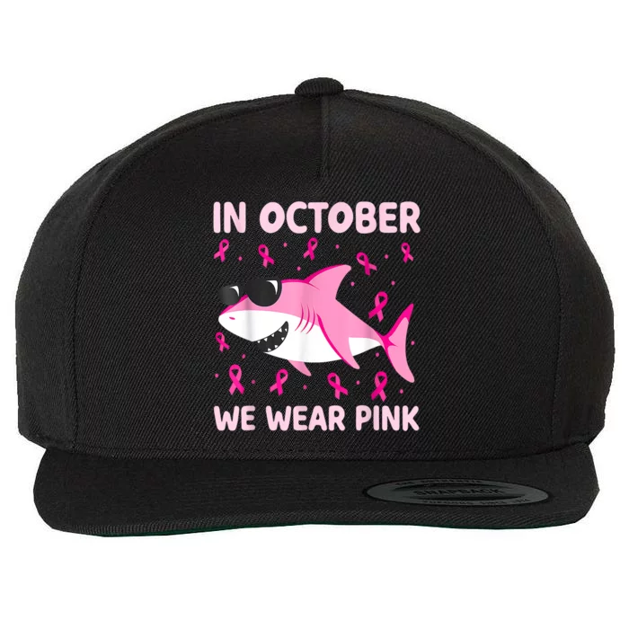 Shark In October We Wear Pink Breast Cancer Boy Toddler Wool Snapback Cap