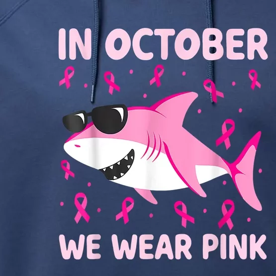 Shark In October We Wear Pink Breast Cancer Boy Toddler Performance Fleece Hoodie