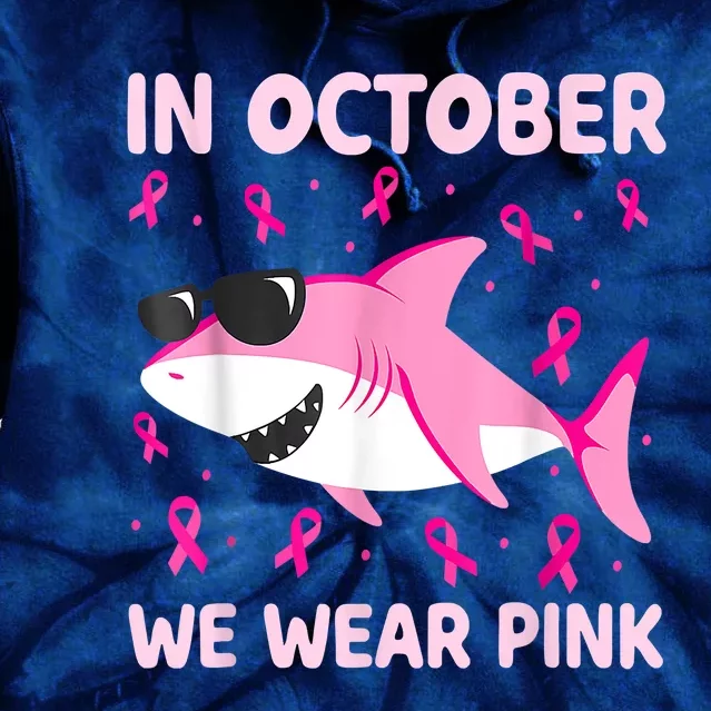 Shark In October We Wear Pink Breast Cancer Boy Toddler Tie Dye Hoodie