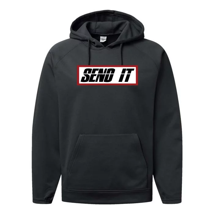 Send It Offroad Dirt Bike Logo Performance Fleece Hoodie