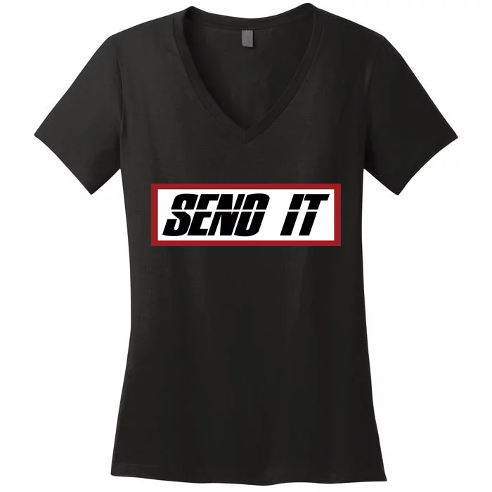 Send It Offroad Dirt Bike Logo Women's V-Neck T-Shirt