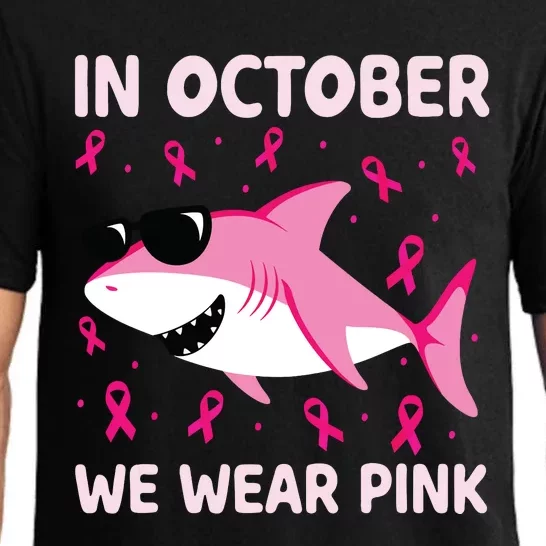 Shark In October We Wear Pink Breast Cancer Pajama Set