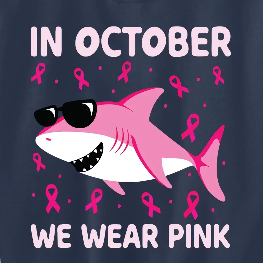 Shark In October We Wear Pink Breast Cancer Kids Sweatshirt