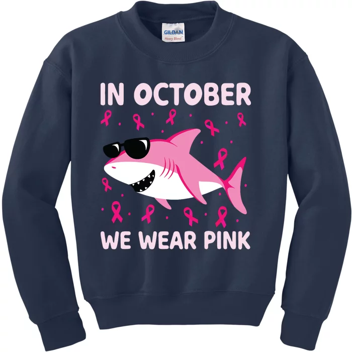 Shark In October We Wear Pink Breast Cancer Kids Sweatshirt