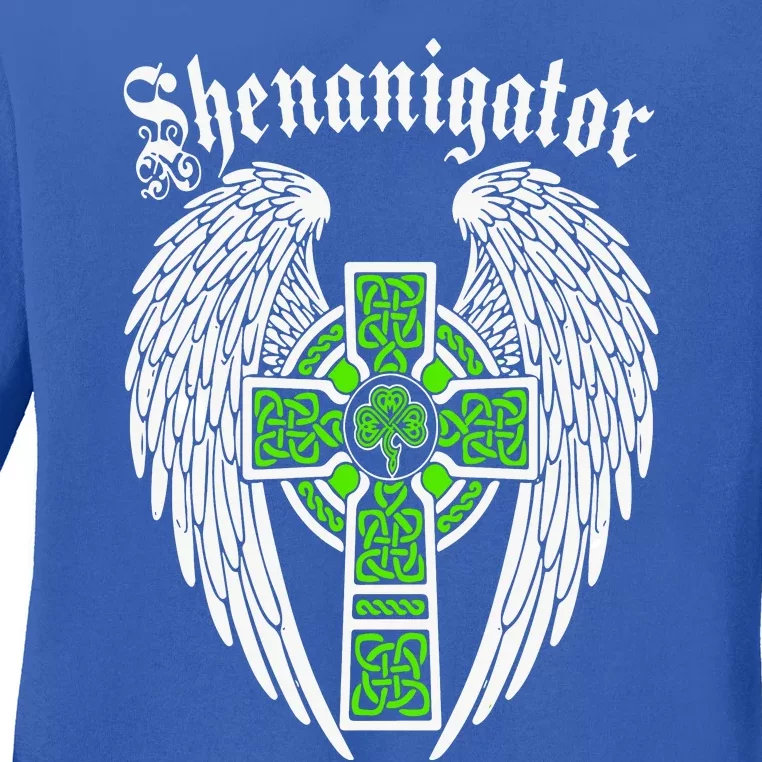 Shenanigator Irish Patricks Lucky Jesus Ladies Long Sleeve Shirt