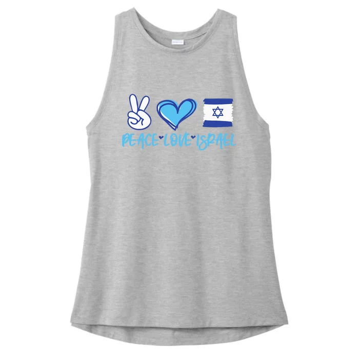 Support Israel Peace Love Israel I Stand With Israel Vintage Ladies Tri-Blend Wicking Tank