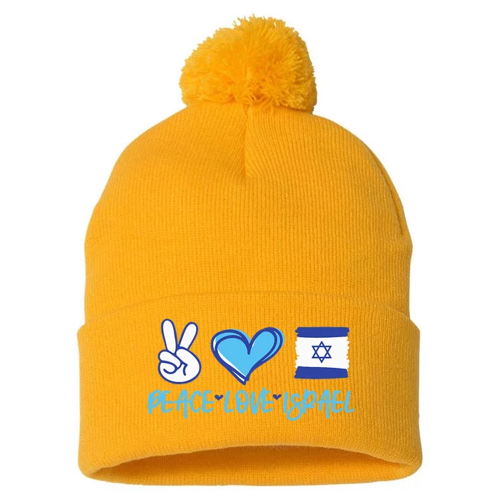 Support Israel Peace Love Israel I Stand With Israel Vintage Pom Pom 12in Knit Beanie