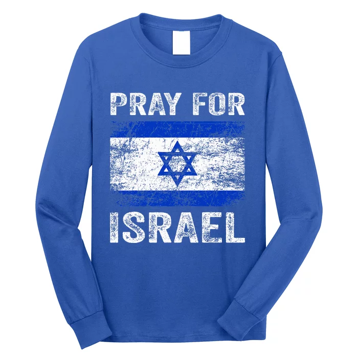 Support Israel Pray For Israel Israeli Flag Vintage Long Sleeve Shirt