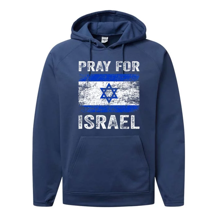 Support Israel Pray For Israel Israeli Flag Vintage Performance Fleece Hoodie