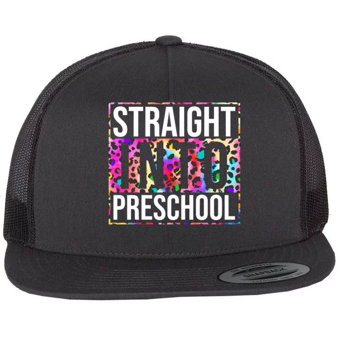 Straight Into Preschool Funny Cute Pre School Flat Bill Trucker Hat