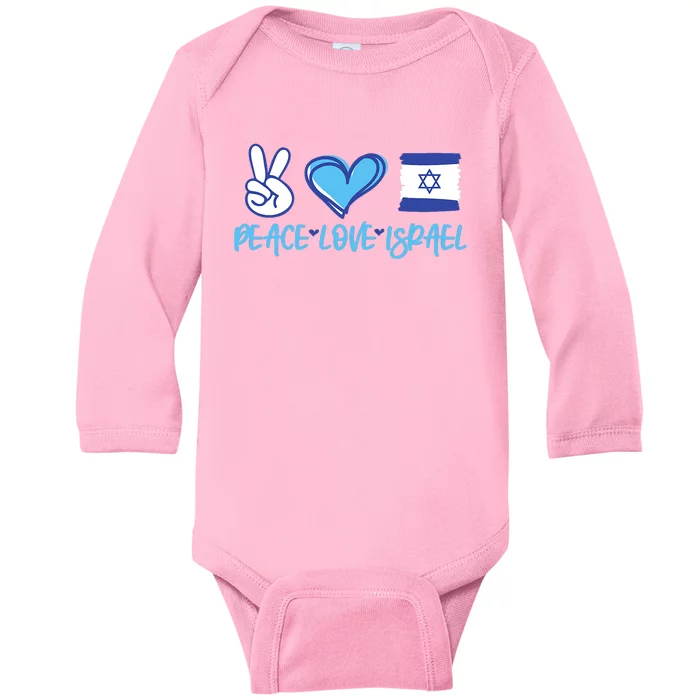 Support Israel Peace Love Israel I Stand With Israel Vintage Baby Long Sleeve Bodysuit