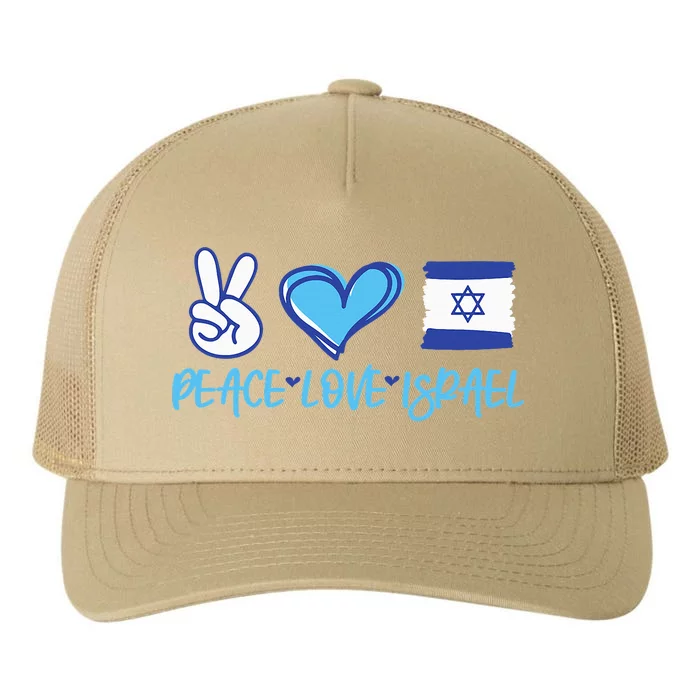 Support Israel Peace Love Israel I Stand With Israel Vintage Yupoong Adult 5-Panel Trucker Hat