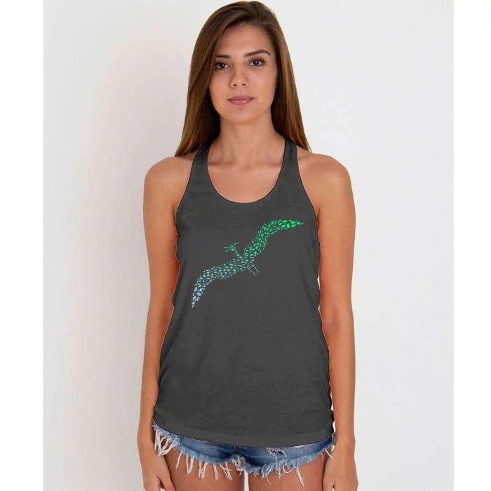 Silhouette Icon Pterodactyl Dinosaur Pterodactyl Women's Knotted Racerback Tank