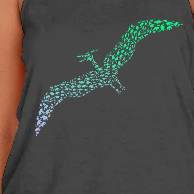 Silhouette Icon Pterodactyl Dinosaur Pterodactyl Women's Knotted Racerback Tank