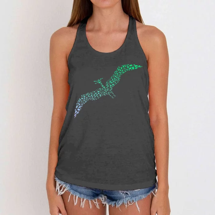 Silhouette Icon Pterodactyl Dinosaur Pterodactyl Women's Knotted Racerback Tank