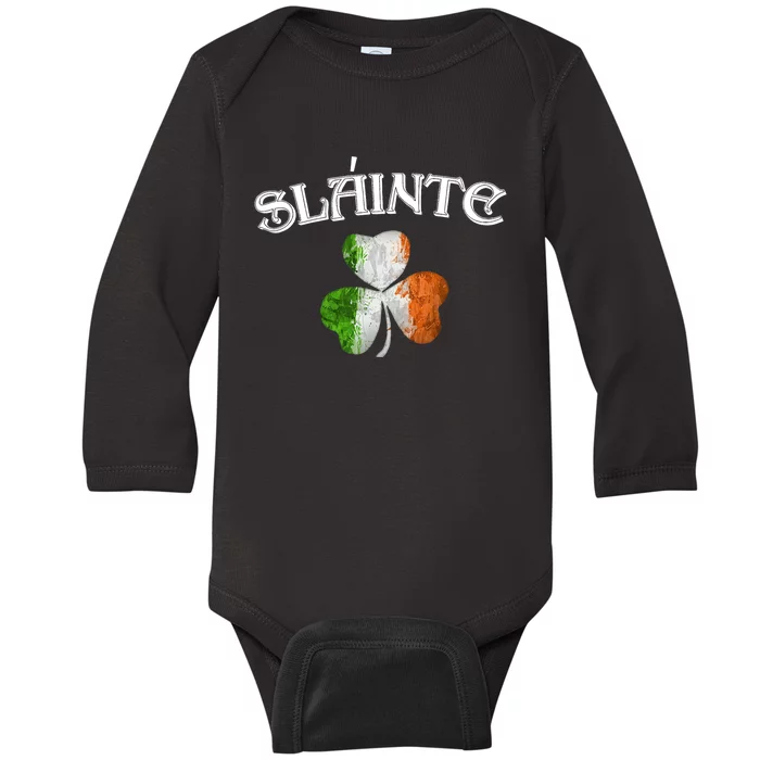 Slainte Irish Patrick Day Baby Long Sleeve Bodysuit