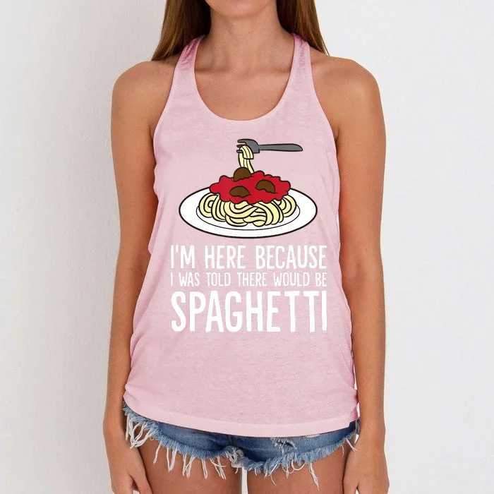 Spaghetti Italian Pasta I'm Just Here For Spaghetti Women's Knotted Racerback Tank