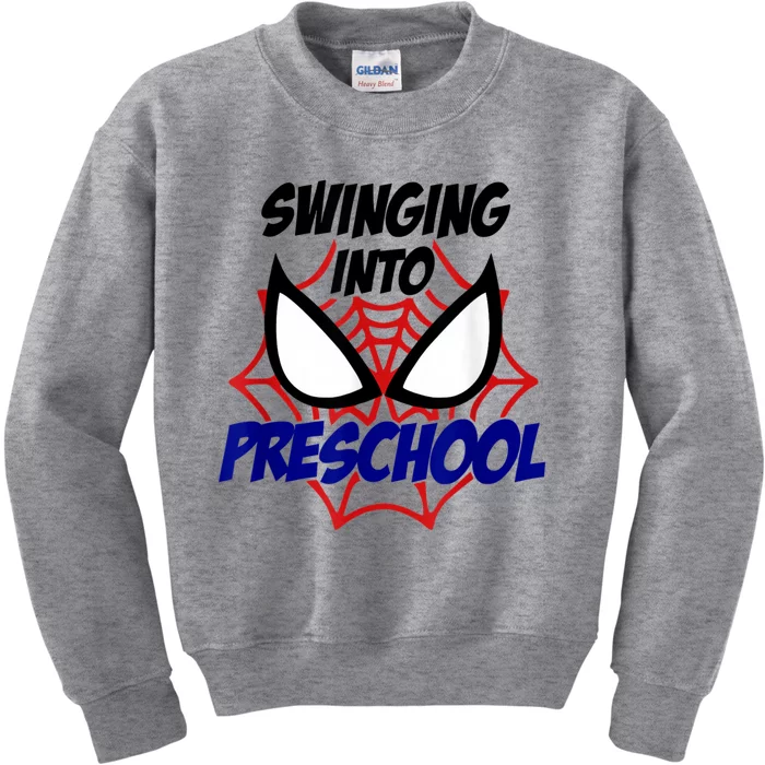 Swinging Into Preschool Shirt, Boys First Day Of PreK Kids Sweatshirt