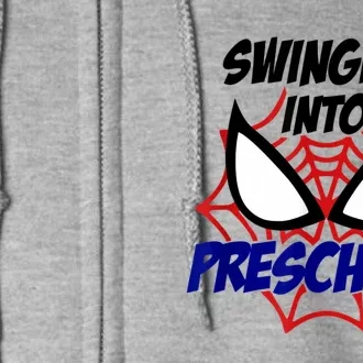 Swinging Into Preschool Shirt, Boys First Day Of PreK Full Zip Hoodie